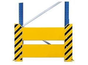 4004514241740 - Schulte Lagertechnik Rammschutzwand für Doppel-Palettenregale H 400 mm für Regaltiefe 1100 + 200 + 1100 mm gelb schwarz