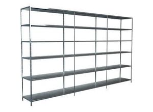 4004514123046 - Steckregal Stecksystem Grund- und 2x Anbauregale Regale Metall verzinkt 2300x2600x350 mm 18 Böden Gr B H T 260 cm x 230 cm x 35 cm silberfarben Werkstatt-Regale