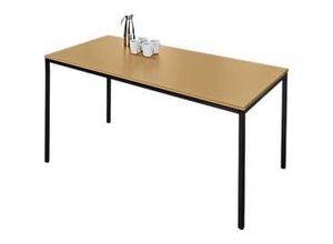 4251898823714 - Pure Stahlrohrtisch Rechteck Quadratrohrfuß B 1600 x T 700 x H 720 mm Buche schwarz