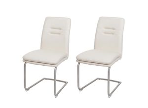 4057651802282 - 2er-Set Esszimmerstuhl MCW-H70 Küchenstuhl Freischwinger Stuhl Stoff Textil Edelstahl gebürstet ~ creme-beige