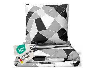 4255636629118 - NYVI Bettwäsche Set DreamScience Mikrofaser Design - Atmungsaktiv & Weich - Mit Reißverschluss Größe155x220 + 80x80 cm FarbeMosaic