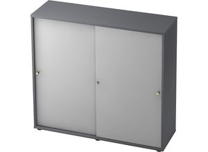 4032062160244 - eurokraft pro Schiebetürenschrank 2 Fachböden Mitteltrennwand graphit   lichtgrau
