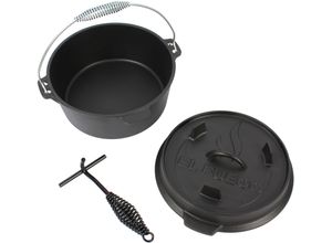 4250373246116 - El Fuego Kasserolle El Fuego® Dutch Oven Eisenguss (Set 4-tlg) aus Gusseisen mit spezieller Oberflächenveredelung 35 l schwarz 4250373246116 - El Fuego Kasserolle El Fuego® Dutch Oven Eisenguss (Set 4-tlg) aus Gusseisen mit spezieller Oberflächenveredelung 35 l schwarz