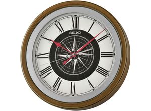 4517288700332 - Wanduhr SEIKO braun Wanduhren H 45cm Quarzuhr durchlaufende Sekunde Wohnzimmer Esszimmer Büro
