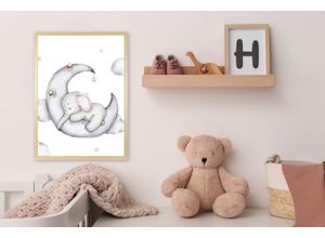 4067437120295 - Bild mit Rahmen QUEENCE Elefant auf Halbmond grau (farbe rahmen natur braun beige farbe bild(er) grau) B50cm H70cm T15cm Plexiglas Holz Bilder HD Premium Posterdruck mit Echtholzrahmen 4067437120295 - Bild mit Rahmen QUEENCE Elefant auf Halbmond grau (farbe rahmen natur braun beige farbe bild(er) grau) B50cm H70cm T15cm Plexiglas Holz Bilder HD Premium Posterdruck mit Echtholzrahmen