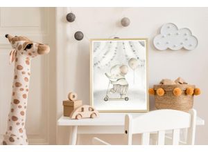4067437120745 - Bild mit Rahmen QUEENCE Elefant auf Roller weiß (farbe rahmen natur braun beige farbe bild(er) weiß) B50cm H70cm T15cm Plexiglas Holz Bilder HD Premium Posterdruck mit Echtholzrahmen 4067437120745 - Bild mit Rahmen QUEENCE Elefant auf Roller weiß (farbe rahmen natur braun beige farbe bild(er) weiß) B50cm H70cm T15cm Plexiglas Holz Bilder HD Premium Posterdruck mit Echtholzrahmen