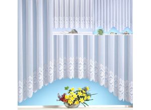 4005385127096 - Weckbrodt-gardinen - Blumenfensterstore Miriam mit c Bogen + Blumenbordüre weiß Ausführung Einzel Fertigstore Farbe weiß Größe 175X600 - weiß