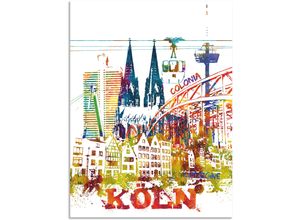 4062144716199 - Wandbild ARTLAND Köln Grafik Bilder Gr B H 45 cm x 60 cm Alu-Dibond-Druck Köln Hochformat 1 St bunt Kunstdrucke als Alubild Leinwandbild Wandaufkleber oder Poster in versch Größen