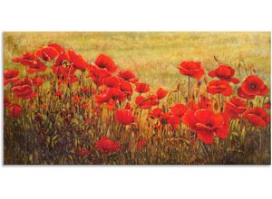 4057738420774 - Wandbild ARTLAND Mohnfeld Bilder Gr B H 100 cm x 50 cm Alu-Dibond-Druck Blumenwiese 1 St rot Bild Metallbild Metallbilder Bilder als Alubild Leinwandbild Wandaufkleber oder Poster in versch Größen
