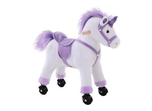 4250871279449 - Plüsch-Einhorn auf Rollen weiß lila 55 x 23 x 60 cm (LxBxH) Plüsch Reitpferd Spielpferd Reittier als Einhorn