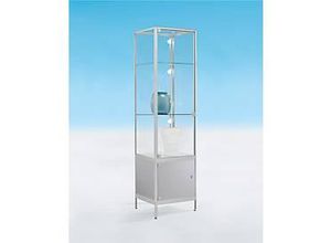 4260222862343 - Staufachvitrine BST Brandschutzklasse B1 3 Fächer 1 Staufach abschließbare Flügeltüren B 500 x T 500 x H 1950 mm Aluminium Glas Metall silber