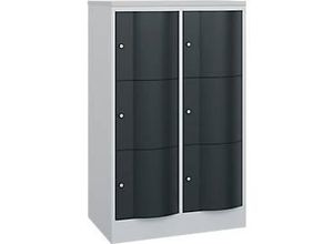 4064615391270 - Schließfachschrank Resisto 2 Abteile 6 Fächer B 772 x T 540 x H 1255 mm Lichtgrau Anthrazitgrau