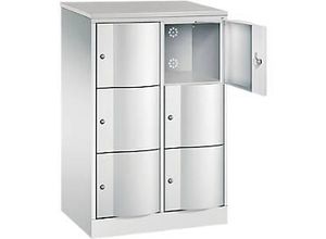 4064615391034 - Schließfachschrank Resisto 2 Abteile 6 Fächer B 772 x T 540 x H 1255 mm Lichtgrau Lichtblau