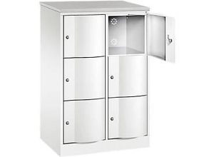 4064615391096 - Schließfachschrank Resisto 2 Abteile 6 Fächer B 772 x T 540 x H 1255 mm Verkehrsweiß Verkehrsweiß