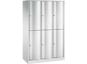 4025314237436 - C+P Spind doppelstöckig Resisto H1950xB1148xT540 Korpus Lichtgrau Türen Viridingrün 3 Abteile 6 Fächer