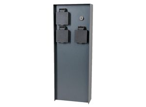 4260649283202 - Grafner® Steckdosensäule Dämmerungssensor anthrazit mit 3 Außensteckdosen Edelstahl Gartensteckdose