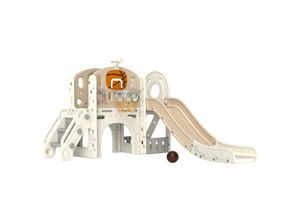4255633576965 - AIYAPLAY Kinderrutsche mit Beschleunigungs- Verzögerungs- und Pufferzonen weiß 186L x 153B x 111H cm 4255633576965 - AIYAPLAY Kinderrutsche mit Beschleunigungs- Verzögerungs- und Pufferzonen weiß 186L x 153B x 111H cm