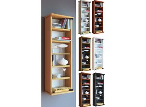 4051814349171 - Holz CD DVD Wandregal Hängeregal mit ESG-Sicherheitsglastür Platz für 150-CDs oder 65 DVDs oder 36-Videos Maße 92 x B 31 x T 18 cm Elegantes CD DVD Regal 5 variable Einlegeböden - Loposa