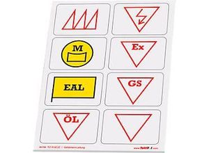4260291141325 - Taktische Zeichen Taktifol Gefahren-Leitung rechteckig selbsthaftend beschriftbar trocken abwischbar L 46 x B 32 mm mehrfarbig 8 Zeichen
