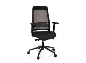 4251084676988 - Profi Bürostuhl CHIARO T1 BLACK Stoff Netzstoff mit Armlehnen (höhenverstellbar) hjh OFFICE