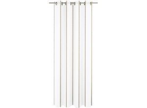4004567347383 - Gardine WIRTH Chloé braun (braun weiß) Gardinen 125cm Ösen 900cm Polyester Fertigstore mit Ösen (Ø 4 cm) nach Maß B900cm H125cm
