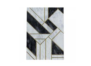 4053659042071 - Designer Kurzflor Wohnzimmer Teppiche Grau Gold Weich Modern Marmor Optik 12 mm