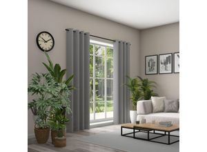 4006470500572 - Vorhang NEUTEX FOR YOU Linessa grau (hellgrau) B137cm H180cm Jacquard Polyester Gardinen Ösenschal mit Metallösen Breite 137 cm nach Maß
