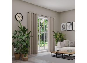 4006470510311 - Vorhang NEUTEX FOR YOU Linessa beige (sand) Gardinen 275cm Ösen 137cm Polyester Ösenschal mit Metallösen Breite 137 cm nach Maß B137cm H275cm 4006470510311 - Vorhang NEUTEX FOR YOU Linessa beige (sand) Gardinen 275cm Ösen 137cm Polyester Ösenschal mit Metallösen Breite 137 cm nach Maß B137cm H275cm