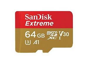 0619659169770 - SanDisk Extreme - Flash-Speicherkarte (microSDXC-an-SD-Adapter inbegriffen) - 64 GB - A1   Video Class V30   UHS-I U3 - microSDXC UHS-I