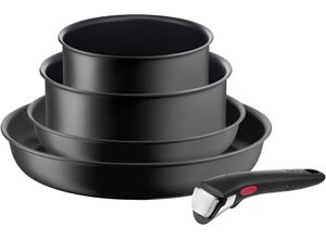 3168430336629 - Topf-Set L76495 Ingenio Ultimate Aluminium (Set 5-tlg je 1 Stielkasserolle Ø 16 20 cm je 1 Bratpfanne Ø 22 28 cm) Antihaft Thermo-Signal abnehmbarer Griff alle Herdarten Induktion schwarz