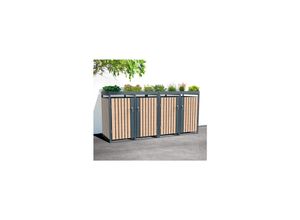 4260280778280 - Mülltonnenbox Planta 4x 240 L Holzoptik 84x264x1245cm 4260280778280 - Mülltonnenbox Planta 4x 240 L Holzoptik 84x264x1245cm