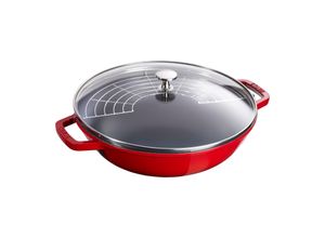 3272340018640 - Specialities Wok mit Glasdeckel 30 cm rund Kirsch-Rot Gusseisen