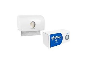 4250510937440 - Komplettset Kleenex® Falthandtücher Ultra Interfold 6789 2-lagig 2790 Blatt + gratis Kimberly-Clark® Handtuchspender Aquarius 6956 weiß