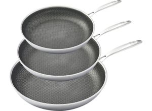 4260759870163 - HENSSLER SCHNELLE NUMMER Pfannen-Set HENSSLERS Edelstahl (Set 3-tlg 1x Bratpfanne Ø 20 cm 1x Bratpfanne Ø 24 cm 1x Bratpfanne Ø 28 cm) 3-Schicht Material Wabenstruktur und Antihaftbeschichtung Induktion silberfarben 4260759870163 - HENSSLER SCHNELLE NUMMER Pfannen-Set HENSSLERS Edelstahl (Set 3-tlg 1x Bratpfanne Ø 20 cm 1x Bratpfanne Ø 24 cm 1x Bratpfanne Ø 28 cm) 3-Schicht Material Wabenstruktur und Antihaftbeschichtung Induktion silberfarben
