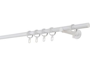 4066866119924 - Ondeco - Gardinenstange auf Maß 20mm Match 1-lauf Vorhangstange Wandträger 12cm Stilgarnitur mit Ringen für Vorhänge - Weiß - 180cm