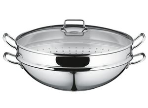 4000530572172 - Wok Macao Wokpfanne 36 cm Induktion Pfannen Gr Ø 36 cm silberfarben (edelstahlfarben) für alle Herdarten geeignet scharfes Anbraten bei hohen Temperaturen