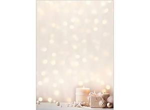 4004360770135 - Motivpapier Golden Glow A4 Kerzen-Motiv für Drucker Kopierer geeignet FSC®-Papier beige-chamois-creme-gold 100 Blatt