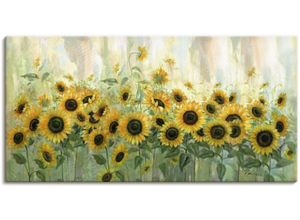 4055327157797 - Wandbild ARTLAND Sonnenblumenwiese Bilder Gr B H 100 cm x 50 cm Leinwandbild Blumen 1 St gelb Bild Poster Bilder als Alubild Leinwandbild Wandaufkleber oder in versch Größen