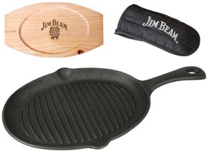 4250679507133 - Grillpfanne JIM BEAM BBQ schwarz (schwarz natur) B165cm H2cm L23cm Pfannen 4 Stk inkl Griffüberzug und Holzuntersetzer 4250679507133 - Grillpfanne JIM BEAM BBQ schwarz (schwarz natur) B165cm H2cm L23cm Pfannen 4 Stk inkl Griffüberzug und Holzuntersetzer