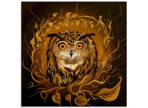 4062144072516 - Glasbild ARTLAND Eule des Friedens Bilder Gr B H 50 cm x 50 cm Glasbild Vögel quadratisch 1 St braun Bild Glasbild Glasbilder Bilder in verschiedenen Größen