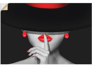 4058661009371 - Wandbild ARTLAND Sei still Bilder Gr B H 30 cm x 20 cm Wandaufkleber - Vinyl Frau 1 St schwarz Bild Kunstdruck Kunstdrucke Bilder als Alubild Leinwandbild Wandaufkleber oder Poster in versch Größen