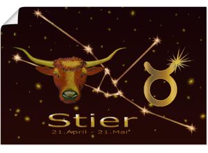 4062144657201 - Wandbild ARTLAND Sternzeichen - Stier Bilder Gr B H 60 cm x 40 cm Poster Bilder von Sternzeichen Querformat 1 St goldfarben Kunstdrucke als Alubild Leinwandbild Wandaufkleber oder Poster in versch Größen