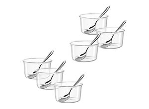 4045037253698 - Schale LEONARDO VETRO Ø 9 cm 6 Schalen + 6 Eislöffel transparent H55cm Ø93cm Glas Schüsseln spülmaschinengeeignet 4045037253698 - Schale LEONARDO VETRO Ø 9 cm 6 Schalen + 6 Eislöffel transparent H55cm Ø93cm Glas Schüsseln spülmaschinengeeignet