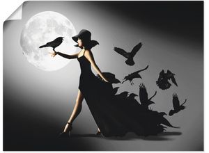 4059745851794 - Wandbild ARTLAND Die Frau mit den Raben Bilder Gr B H 60 cm x 45 cm Poster Animal Fantasy 1 St schwarz Bild Kunstdruck Leinwandbild Kunstdrucke Bilder als Alubild Leinwandbild Wandaufkleber oder Poster in versch Größen