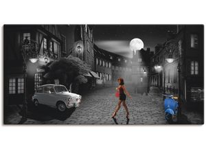 4059745262248 - Wandbild ARTLAND Feierabend in bella Italia Bilder Gr B H 100 cm x 50 cm Leinwandbild Frau 1 St schwarz Bild Kunstdruck Leinwandbild Kunstdrucke Bilder als Alubild Leinwandbild Wandaufkleber oder Poster in versch Größen