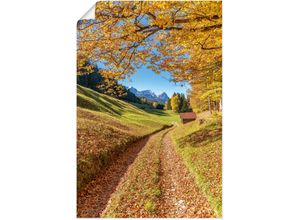 4062144644997 - Wandbild ARTLAND Herbst in Bayern Bilder Gr B H 40 cm x 60 cm Poster Berge & Alpenbilder Hochformat 1 St gelb Kunstdrucke als Alubild Leinwandbild Wandaufkleber oder Poster in versch Größen