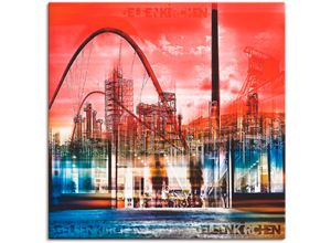 4055327332040 - Wandbild ARTLAND Gelsenkirchen Skyline Collage 01 Bilder Gr B H 70 cm x 70 cm Leinwandbild Deutschland 1 St rot Bild Kunstdruck Leinwandbild Kunstdrucke Bilder als Leinwandbild Wandaufkleber oder Poster in versch Größen