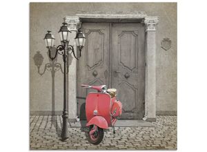 4055327671576 - Glasbild ARTLAND Oldtimer Motorroller Colorkey Bilder Gr B H 50 cm x 50 cm Glasbild Motorräder & Roller quadratisch 1 St pink Bild Glasbild Glasbilder Bilder in verschiedenen Größen