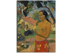 4055327655507 - Wandbild ARTLAND Frau die eine Frucht hält Bilder Gr B H 60 cm x 80 cm Leinwandbild Frau 1 St bunt Bild Poster Bilder als Leinwandbild Wandaufkleber oder in versch Größen