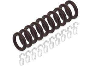 4016318002816 - Gardinenring Liedeco Gardinenstangen (Packung 10-St mit Faltenlegehaken) für Gardinenstangen Ø 28 mm braun